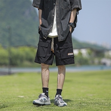 潮牌休闲裤子男夏季美式复古多口袋设计感工装短裤-A881TP35控58，男装牛仔裤，电商B241
