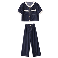 牛仔套装女2025夏新款韩系高级感小香风气质减龄阔腿裤穿搭一整套，女装套装/套裙，魅影