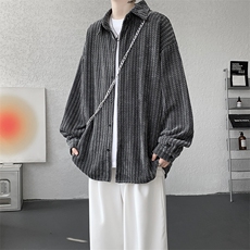 8XL-M鱼骨纹小香风衬衫男生春秋衬衣宽松慵懒垂感外套CS29009P45，男装衬衫，电商B312