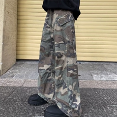美式迷彩工装裤男直筒hiphop裤子男高街微喇叭裤XK8087-P55，男装工装外套，星座1001-1