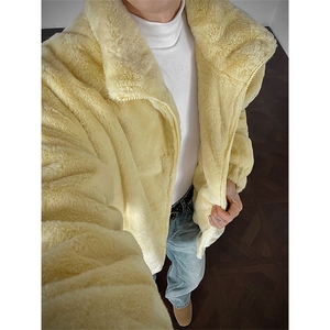 韩系短款毛绒外套加厚潮牌痞帅高级感棉服情侣D2660-TP60128图片