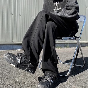 高街纯黑色加绒微喇牛仔裤男 1001-1-N686-P38图片