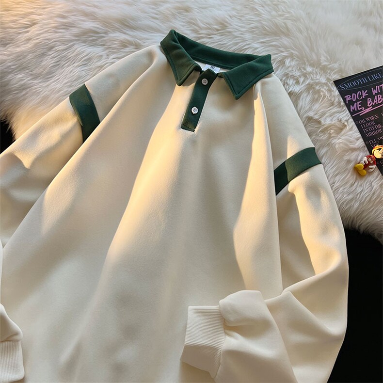 秋冬季保暖内搭保暖纯棉polo衫百搭双面拼色翻领卫衣WY04P-55，男装Polo衫，电商A128