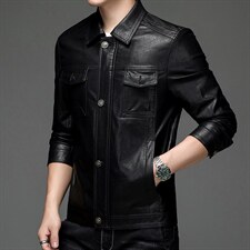 BH8108钱塘2020-2中青年男士冬季厚款加绒休闲时尚皮衣夹克P150，男装皮衣，钱塘207-2
