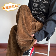 2025新款重磅320g双面雪尼尔男宽松直筒阔腿裤K24122-特P35控68，男装休闲裤，电商A001