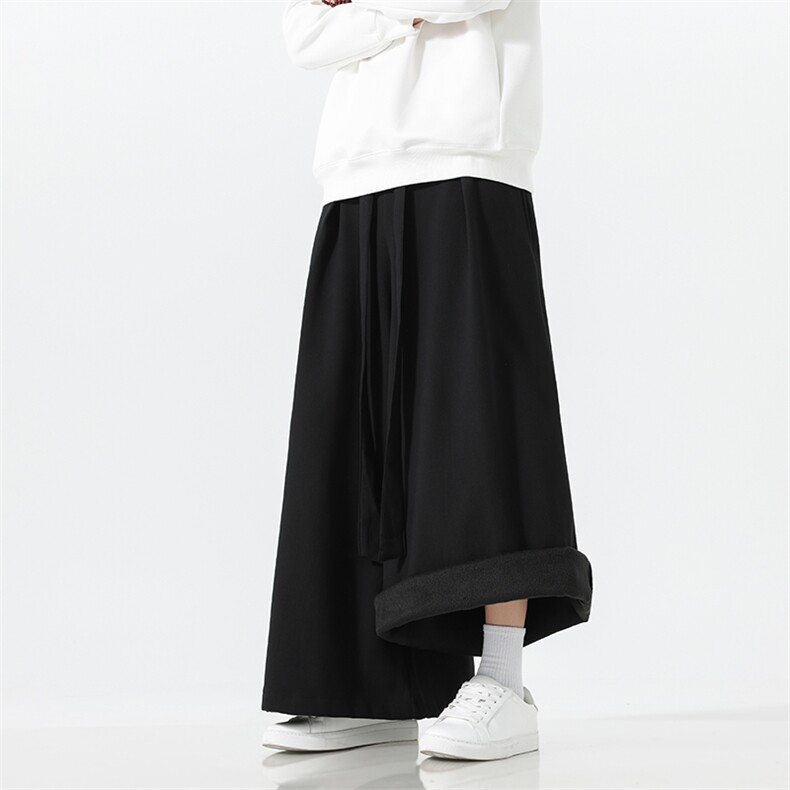 2025秋冬汉服唐装风棉麻阔腿裤马面裤K371加绒P65-常规P55,男装民族服装,电商A057B