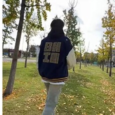 1506A/GL60/P62微弹夏季美式复古刺绣撞色棒球服，女装职业装，星座1506A