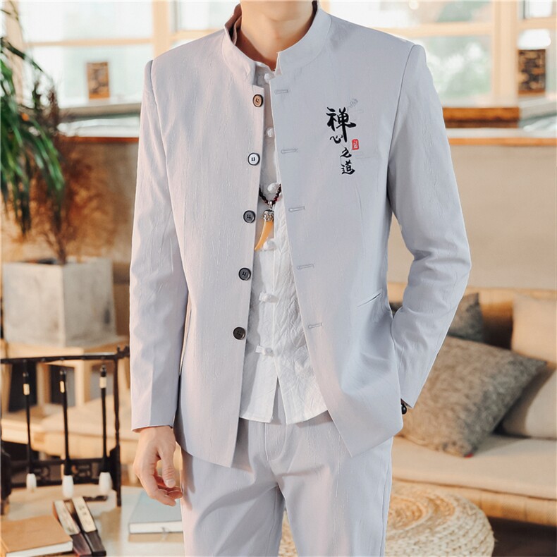 春秋季风中山装秋装套装男士唐装两件套A334-TZ502-P130,男装民族服装,电商B339(原A334）