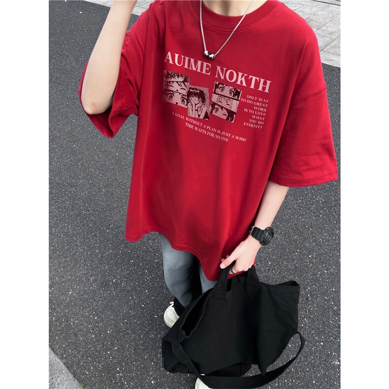 重磅美式高街印花纯棉大码宽松休闲短袖T恤T2538-P25控38,男装T恤,电商B219A