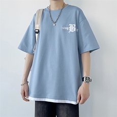 冰氧仿棉短袖港风白墙夏季休闲百搭刺绣纯色男上衣TC3149-P22控48，男装T恤，星座717
