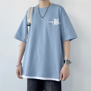 冰氧仿棉短袖港风白墙夏季休闲百搭刺绣纯色男上衣TC3149-P22控48图片