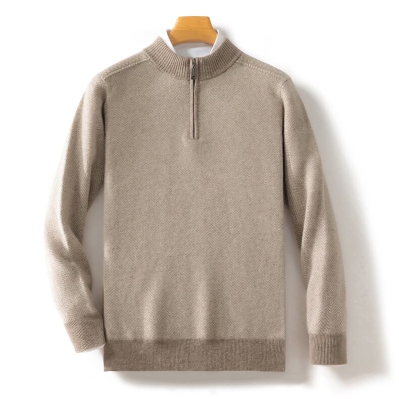 2024年秋冬季澳洲羊毛偏厚波浪纹半拉链羊毛衫，男装羊毛衫，忠诺羊绒