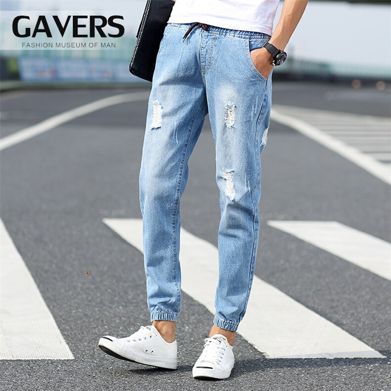 NZ04男士休闲破洞束脚九分裤哈伦运动裤松紧收脚裤跨境男装裤子，女装休闲裤，星座115A-2