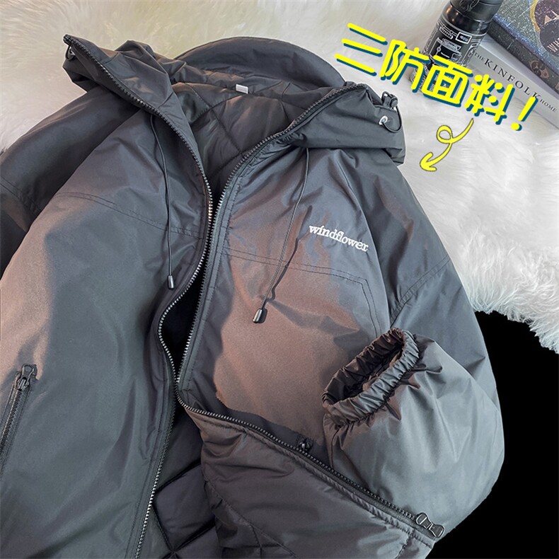冬季加绒加厚连帽棉衣保暖百搭棉服外套宽松潮流冲锋衣男JK280P95,男装棉衣,电商A086