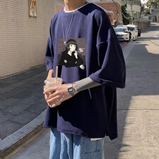 Q11122-P30 春夏季七分袖t恤男大码五分袖男短袖中袖图片