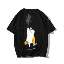 【】A003-HT1031-P30夏装可爱猫咪时尚短袖T恤白底，男装T恤，电商A003