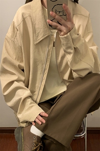 1中性风黄底夹克女大码夹克男情侣百搭外套女JK8742P75控108图片