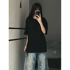 H1046-P28实价刺绣+内里铺布【麂皮绒面料男女同款体恤T恤，男装T恤，星座617A-2