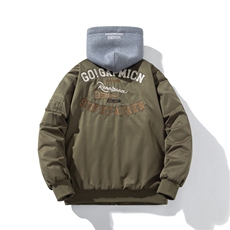 现货三色带帽可拆卸秋冬飞行服棉服情侣装夹克，男装棉衣，电商A105