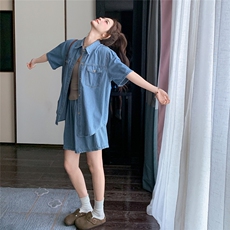 现货！牛仔套装女夏季牛仔短袖高腰短裤两件套2C212-G86-P135-188，女装套装/套裙，2C212