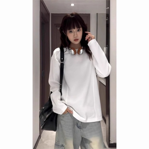 抖音得物品质美式高街重磅曼巴棉结构硬阔boxy版潮牌卫衣长袖T恤图片