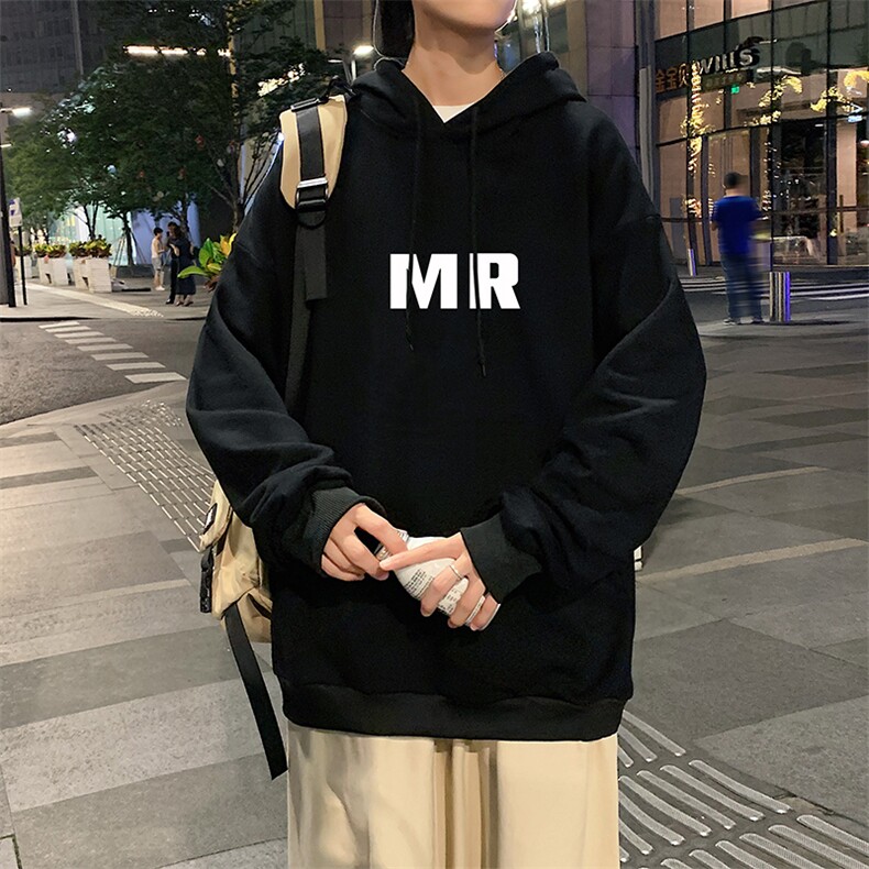 WY2253-P35 纯棉连帽卫衣男大码运动帽衫宽松薄外套男图片