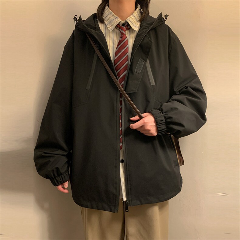 新款连帽冲锋衣夹克男港风潮流宽松休闲外套JK2307-P68,男装夹克,星座717