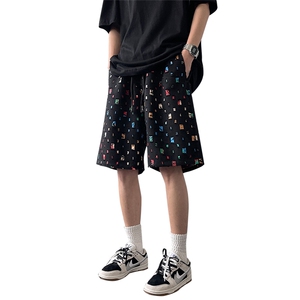 wassup happy格子短裤男夏季薄款设计感小众oversize休闲五分中裤图片