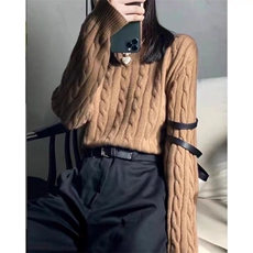 秋冬新款纯色针织套头上衣时尚百搭，女装针织衫/毛衣，冀清阳荣