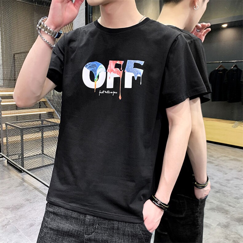 2021夏季新款男潮个性印花百搭套头短袖T恤男A436-T646,男装T恤,电商A436