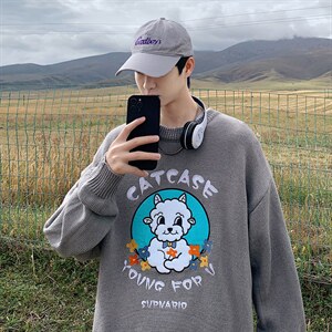 ！2023秋冬新款男士小羊刺绣毛衣潮牌针织衫外套M317P78，男装针织衫/毛衣，电商B220