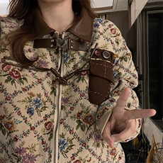 潮加厚复古牛角皮扣碎花棉女2025冬新款设计感棉服C537-120，男装棉衣，星座911-2(原星座613-2）