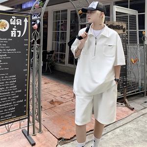现货TZ2333-P65控88 POLO衫短裤t恤休闲宽松大码两件套短袖套装图片
