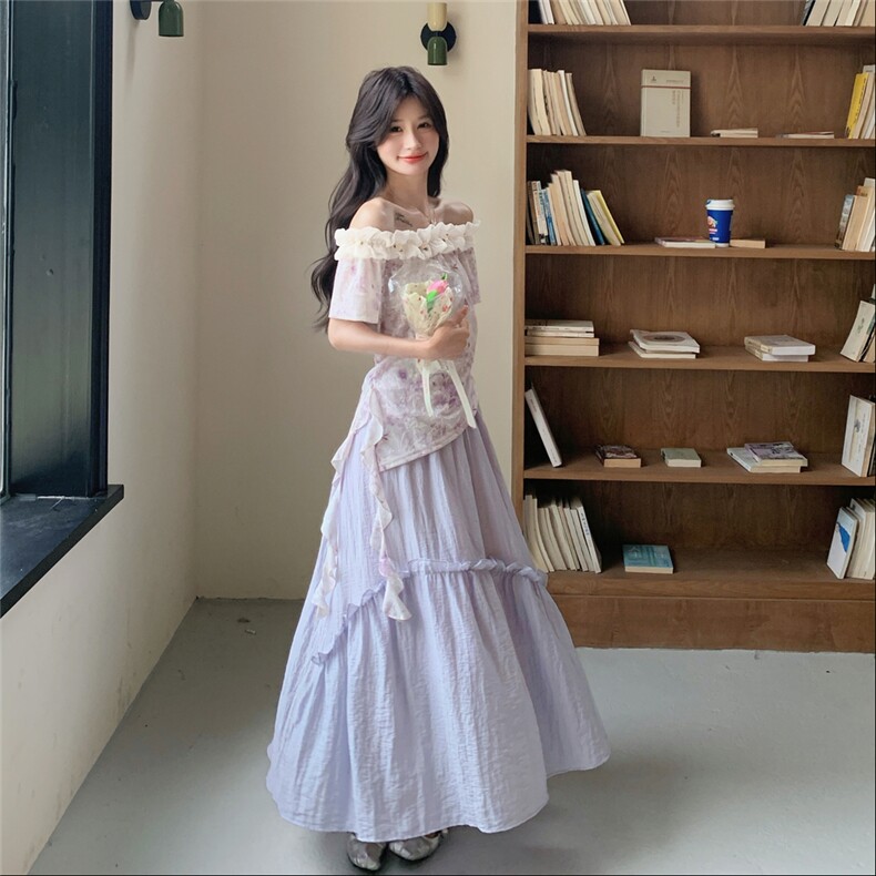 盐甜系减龄小衫半身裙套装女2025夏季新款韩系高级感超好看两件套,女装套装/套裙,2C133