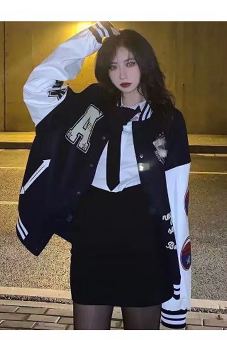 2025潮牌毛巾绣字母棒球服外套男女秋季复古宽松潮流情侣夹克,男装夹克,星座218-8
