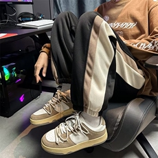 ins侧边拼色加绒运动裤男冬季加肥加大码潮宽松休闲束脚卫裤K62，男装休闲裤，星座310B-1