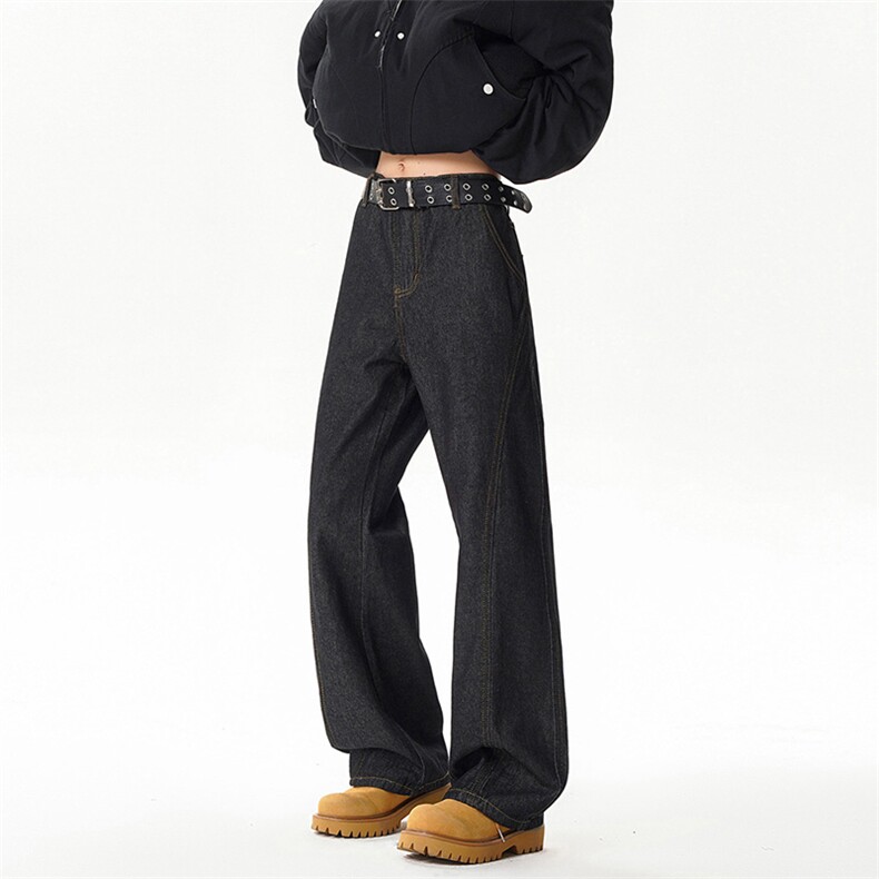 B221美式ins高街设计感修身微喇原色牛仔裤LK25592-特P45控78，男装牛仔裤，电商B221