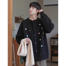 春夏新品优雅圆领羊毛混纺钉珠针织开衫原宿简约M5505，男装卫衣，星座1116A（原606A-3）