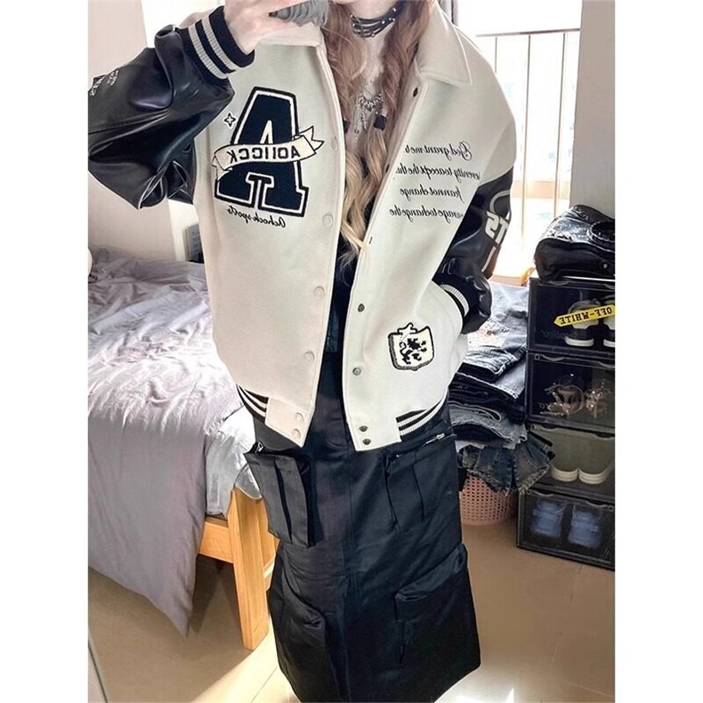 美式复古棒球服外套新款翻领刺绣高街立领夹克宽松潮牌上衣JFY80,男装夹克,星座1116A（原606A-3）