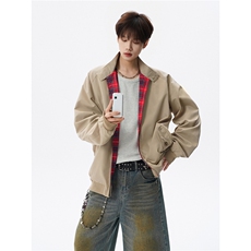 美式复古棒球服外套男春秋季潮牌拉链立领夹克宽松上衣服JK005，男装夹克，电商B312
