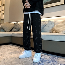 hiphop炸街裤子发泡阔腿高街ins潮牌垂坠感嘻哈拖地裤K1281-P28，男装休闲裤，星座512-2