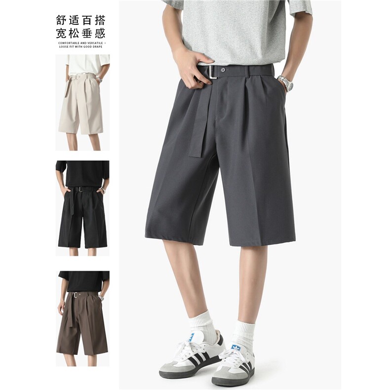 西装短裤男生夏季宽松休闲潮流外穿潮牌ins七分过膝裤子K6447-P41,男装牛仔裤,星座412-2