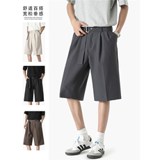 西装短裤男生夏季宽松休闲潮流外穿潮牌ins七分过膝裤子K6447-P41，男装牛仔裤，星座412-2