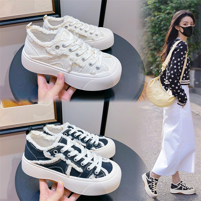 x2928-p170新款帆布鞋2024秋季女士厚底百搭休闲鞋女板鞋女小白鞋，女鞋帆布鞋，星座1407-3