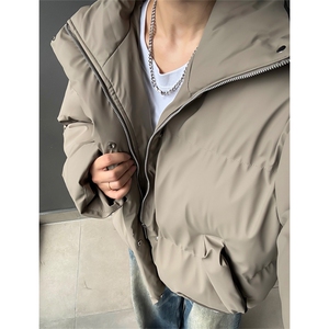 现货5W件冬季三防重磅boxy短款羽绒立领PU皮棉衣外套男女加厚棉服图片