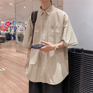 短袖衬衫男高级感港风工装外套夏季薄款痞帅设计小众衬衣C4030P30图片
