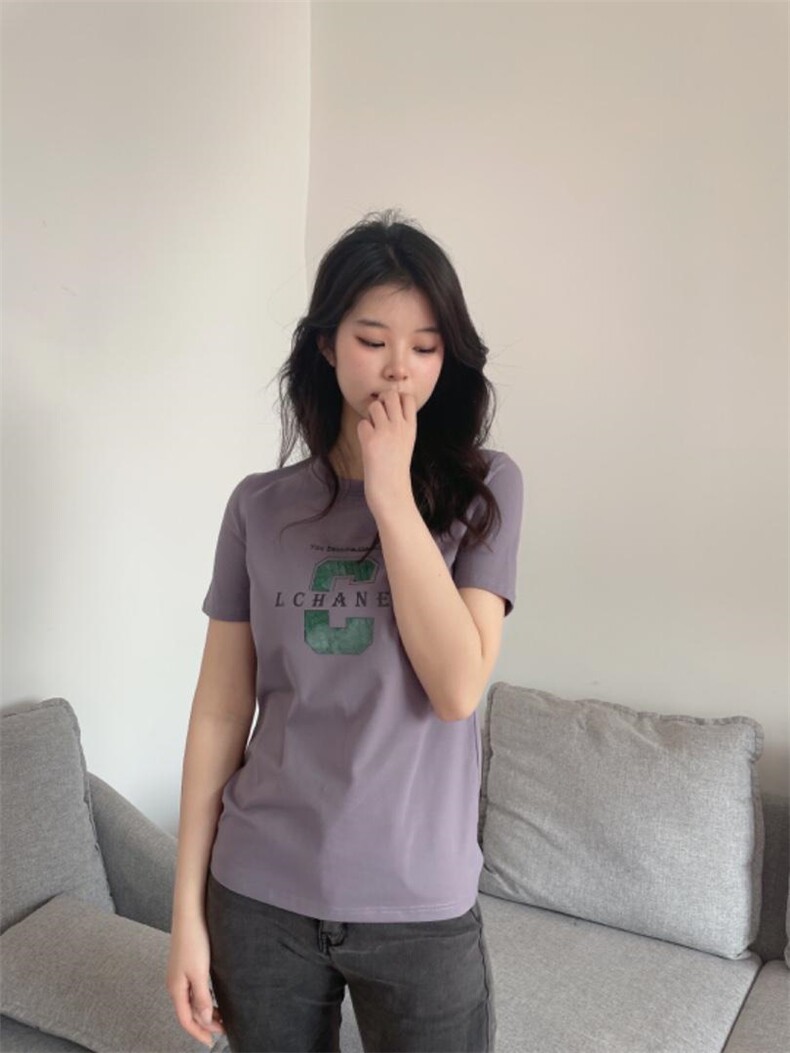新款时尚韩版休闲运动宽松百搭短袖T恤,女装T恤,L·H·X