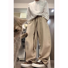 慵懒风撞色抽绳毛呢裤子男女小众vintage休闲弯刀裤潮K663，男装休闲裤，星座1116A（原606A-3）