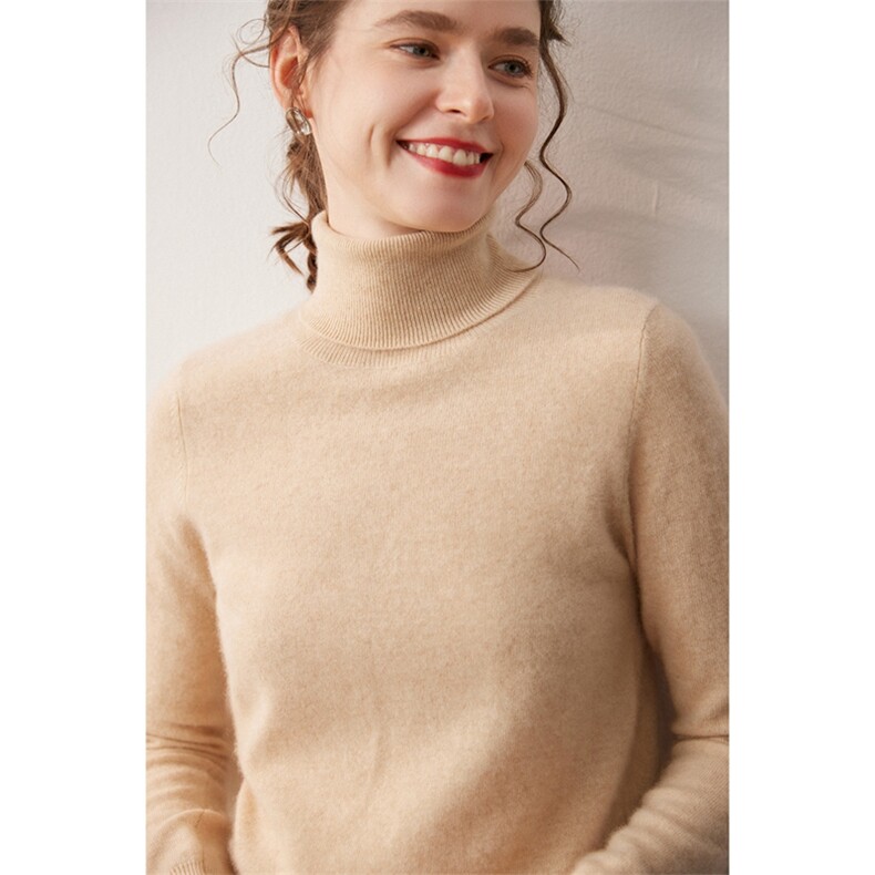 2025年秋季常规款常规套头舒适时尚百搭通勤高翻，女装针织衫/毛衣，宛咚羊绒