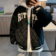 现货2023冬季新款菱格棉服潮流宽松加厚棉衣情侣外套W2074-P70，男装棉衣，星座512-2